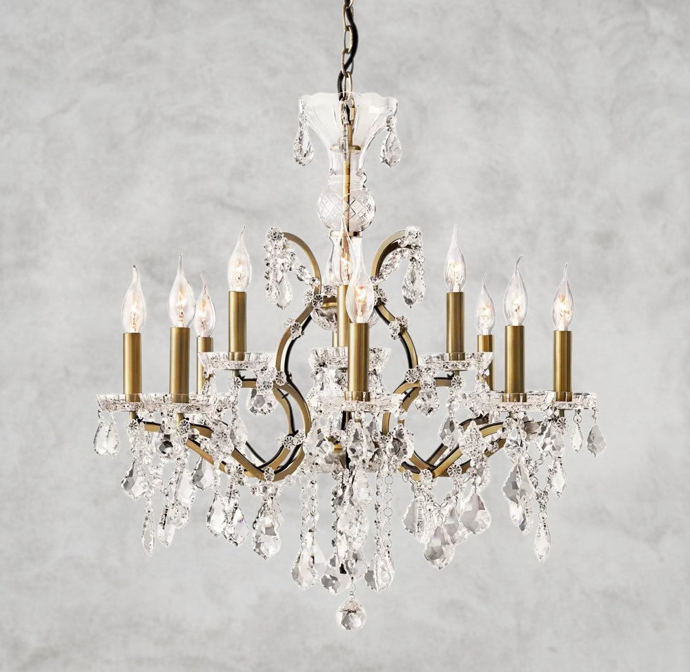 19th C. Rococo Iron & Crystal Round Chandelier 18", 28", 33", 40", 60", 101"